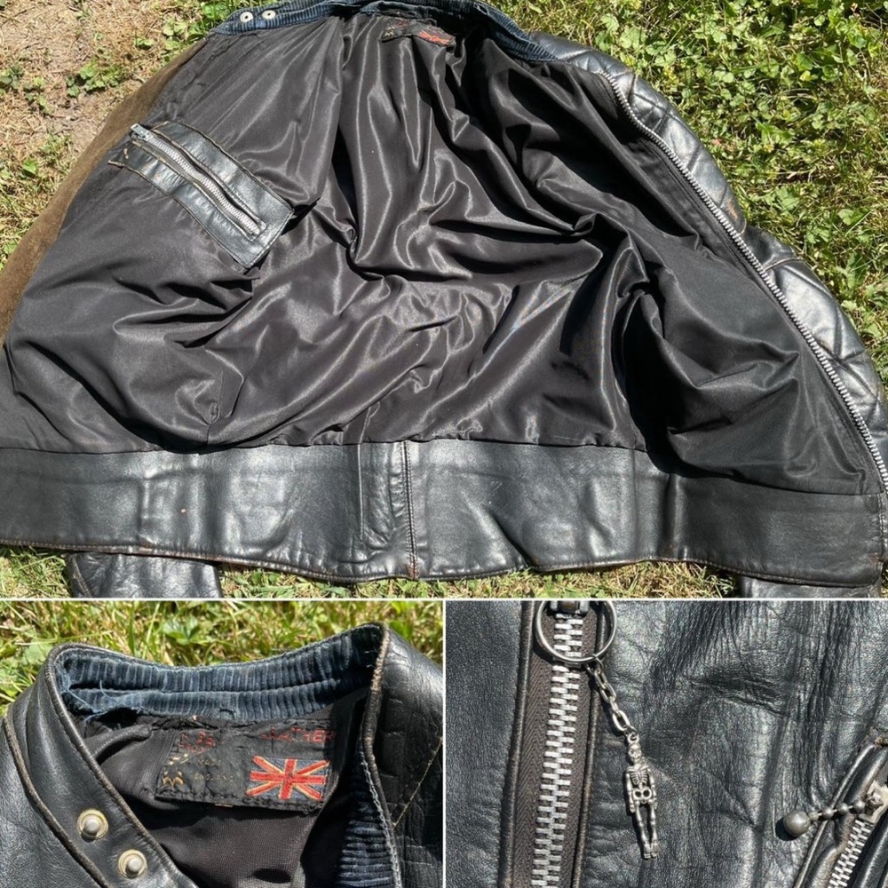 Vintage Distressed Quilted Leather Jacket Moto Biker Grunge Goth Punk XS Patina - Picture 7 of 9